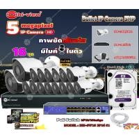 ราคา Hi-view Bullet IP Camera 5MPรุ่น HP-78B50PE 16ตัว + NVR 16Chรุ่น HP-7816H2+ Smart PoE Switch HUB 18 portรุ่น HH-SW18 2P1 normal (12599340)