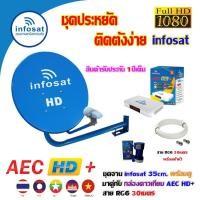 ราคา INFOSAT ชุดจานดาวเทียม 35CM. ยึดผนัง + กล่องดาวเทียม AEC HD+ พร้อมสาย RG6 30เมตร (เลือกสีจานได้) ฟ้า (12594815)