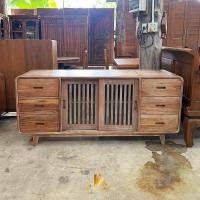 ราคา PF_Phrae | เค้าท์เตอร์ ตู้วางทีวีบานเลื่อนไม้สัก 6ลิ้นชัก สีเสี้ยนขาว ขนาด180x50x80ซม. (12830327)