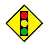 ราคา BISON ป้ายเครื่องหมายจราจร "มีสัญญาณไฟจราจรข้างหน้า" 45 cm. (23102)