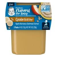 ราคา Gerber, Natural for Baby, Grain & Grow, 2nd Foods, Apple Banana Oatmeal Cereal, 2 Pack, 4 oz (113 g) Each (GBR-07369)