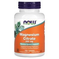 ราคา NOW Foods, Magnesium Citrate, 200 mg, 100 Tablets (NOW-01290)