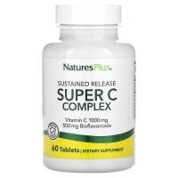 ราคา NaturesPlus, ซูเปอร์ C คอมเพล็กซ์แบบออกฤทธิ์เนิ่น บรรจุ 60 เม็ด (NAP-02479)