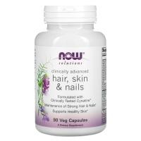 ราคา NOW Foods, Solutions, Clinically Advanced Hair, Skin & Nails, 90 Veg Capsules (NOW-03373)