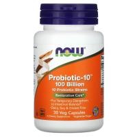 ราคา NOW Foods, Probiotic-10 รีสโตเรทีฟ แคร์ จุลินทรีย์ 1 แสนล้านตัว บรรจุแคปซูลผัก 30 แคปซูล (NOW-02931)
