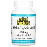ราคา Natural Factors, Alpha-Lipoic Acid with B1 & B2, 600 mg, 60 Vegetarian Capsules (NFS-02102)