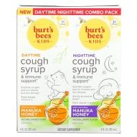ราคา Burt's Bees, Kids, Daytime/Nighttime Cough Syrup & Immune Support, Combo Pack, Natural Grape, 2 Pack, 4 fl oz (118 ml) Each (BRT-16549)