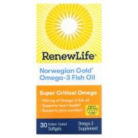 ราคา Renew Life, Norwegian Gold Omega-3 Fish Oil, 1,045 mg, 30 Enteric-Coated Softgels (REN-15554)