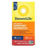 ราคา Renew Life, Ultimate Flora Everyday Probiotic, 15 Billion CFU, 60 Vegetarian Capsules (REN-12098)