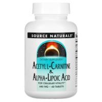 ราคา Source Naturals, Acetyl L-Carnitine & Alpha-Lipoic Acid, 650 mg, 60 Tablets (SNS-01799)