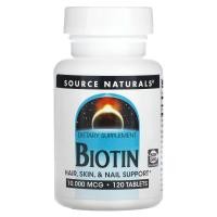 ราคา Source Naturals, Biotin, 10,000 mcg, 120 Tablets (SNS-02633)