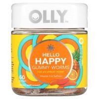 ราคา OLLY, Hello Happy, Gummy Worms, Tropical Zing, 60 Gummies (OLE-20040)