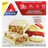 ราคา Atkins, Protein Meal Bar, Strawberry Shortcake Bar, 5 Bars, 1.69 oz (48 g) Each (ATK-00087)