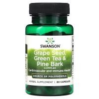 ราคา Swanson, Grape Seed, Green Tea & Pine Bark Complex, 60 Capsules (SWV-11024)