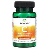ราคา Swanson, Vitamin C with Rose Hips, 1,000 mg, 30 Capsules (SWV-11251)