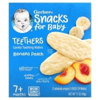 ราคา Gerber, Snacks for Baby, Teethers, Gentle Teething Wafers, 7+ Months, Banana Peach, 12 Individually Wrapped 2-Packs, 2 Wafers Each (GBR-04962)