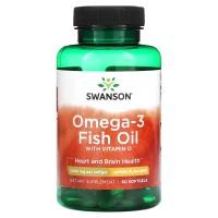 ราคา Swanson, Omega-3 Fish Oil with Vitamin D, Lemon, 1,000 mg, 60 Softgels (SWV-11309)