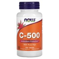 ราคา NOW Foods, C-500 with Rose Hips, 100 Tablets (NOW-00670)