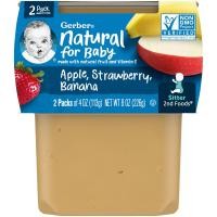 ราคา Gerber, Natural for Baby, 2nd Foods, Apple, Strawberry, Banana, 2 Pack, 4 oz (113 g) Each (GBR-07609)