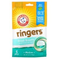 ราคา Arm & Hammer, Ringers, Dental Treats for Dogs, Medium, Mint, 5 Pieces (ARH-77468)