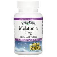 ราคา Natural Factors, Stress-Relax, Melatonin, 1 mg, 90 Chewable Tablets (NFS-02713)