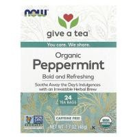 ราคา NOW Foods, Organic Peppermint Tea, Caffeine Free, 24 Tea Bags, 1.7 oz (48 g) (NOW-04243)