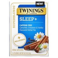 ราคา Twinings, Superblends ชาสมุนไพรจากเมลาโทนิน คาโมมายล์ ซินนาม่อน และวานิลลาเพื่อการนอนหลับ ปราศจากคาเฟอีน บรรจุถุงชา 16 ถุง ขนาด 0.85 ออนซ์ (24 ก.) (TWN-22933)