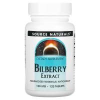 ราคา Source Naturals, Bilberry Extract, 100 mg, 120 Tablets (SNS-00056)
