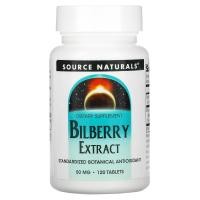 ราคา Source Naturals, Bilberry Extract, 50 mg, 120 Tablets (SNS-00030)