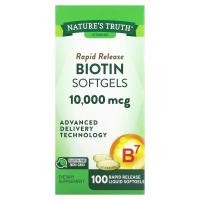 ราคา Nature's Truth, Biotin, 10,000 mcg, 100 Rapid Release Liquid Softgels (NTH-11542)