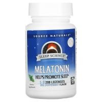 ราคา Source Naturals, Melatonin, Peppermint, 5 mg, 200 Lozenges (SNS-00584)