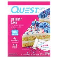 ราคา Quest Nutrition, Protein Bar, Birthday Cake, 4 Bars, 2.12 oz (60 g) Each (QST-00668)