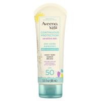 ราคา Aveeno, Kids, Continuous Protection Zinc Oxide Sunscreen, Sensitive Skin, SPF 50, 3 fl oz (88 ml) (AVO-02661)