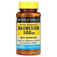 ราคา Mason Natural, Magnesium, Extra Strength, 500 mg, 100 Tablets (MAV-16011)