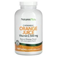 ราคา NaturesPlus, Vitamin C, Chewable Orange Juice, 500 mg, 180 Tablets (NAP-02467)