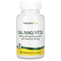 ราคา NaturesPlus, Cal/Mag/Vit D3 with Vitamin K2, 90 Tablets (NAP-33646)