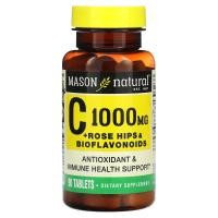 ราคา Mason Natural, Vitamin C with Rose Hips & Bioflavonoids, 1,000 mg, 90 Tablets (MAV-11739)