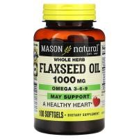 ราคา Mason Natural, Whole Herb Flaxseed Oil, 1,000 mg , 100 Softgels (MAV-13131)