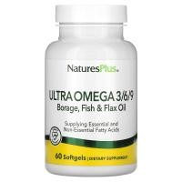ราคา NaturesPlus, Ultra Omega 3/6/9 Borage, Fish, & Flax Oil, 60 Softgels (NAP-03967)