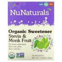 ราคา NuNaturals, Organic Sweetener, Stevia and Monk Fruit, 35 Packets (NNS-00320)