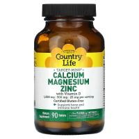 ราคา Country Life, Calcium Magnesium Zinc with Vitamin D, 90 Tablets (CLF-02490)