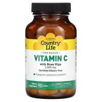 ราคา Country Life, Time Release Vitamin C with Rose Hips, 1,000 mg, 90 Tablets (CLF-06872)