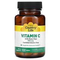 ราคา Country Life, Vitamin C with Rose Hips, 500 mg, 100 Tablets (CLF-06791)