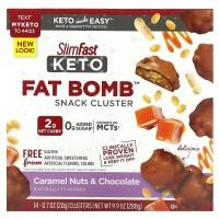 ราคา SlimFast, Keto Fat Bomb Snack Cluster, Caramel Nuts & Chocolate, 14 Clusters, 0.7 oz (20 g) Each (SLF-87494)