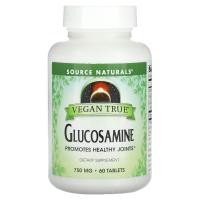 ราคา Source Naturals, Vegan True, Glucosamine, 750 mg, 60 Tablets (SNS-02570)