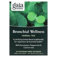 ราคา Gaia Herbs, Bronchial Wellness, Herbal Tea, Caffeine-Free, 16 Tea Bags, 0.85 (24 g) Each (GAI-14527)