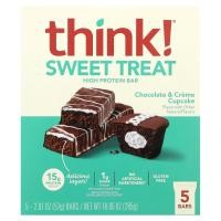 ราคา Think !, Sweet Treat, High Protein Bar, Chocolate & Creme Cupcake, 5 Bars, 2.01 oz (57 g) (THK-71973)