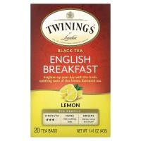 ราคา Twinings, English Breakfast Black Tea, Lemon, 20 Tea Bags 1.41 oz (40 g) (TWN-17738)