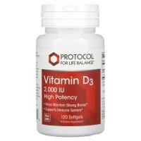 ราคา Protocol for Life Balance, Vitamin D3, High Potency, 2,000 IU, 120 Softgels (PRT-10367)