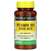 ราคา Mason Natural, Vitamin B12, 2,000 mcg, 60 Tablets (MAV-07625)
